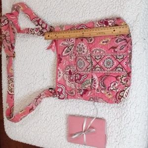 BUNDLE - Vera Bradley pink/coral/red/black quilted bag.  EUC, with jewelry case